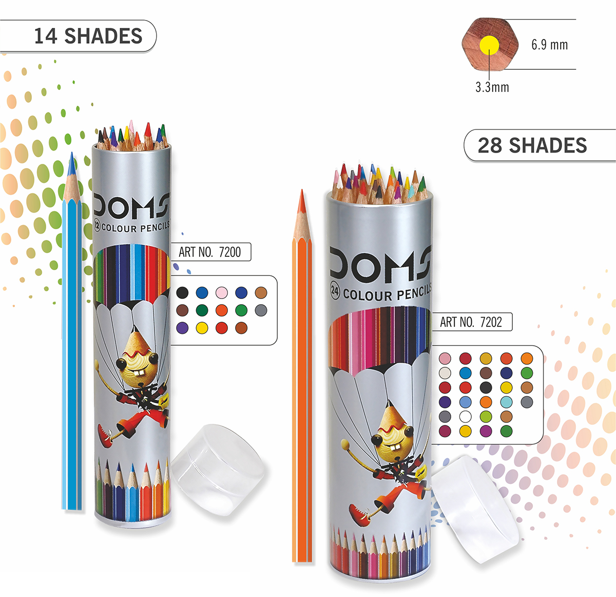 14 & 28 COLOUR PENCILS ROUND TIN