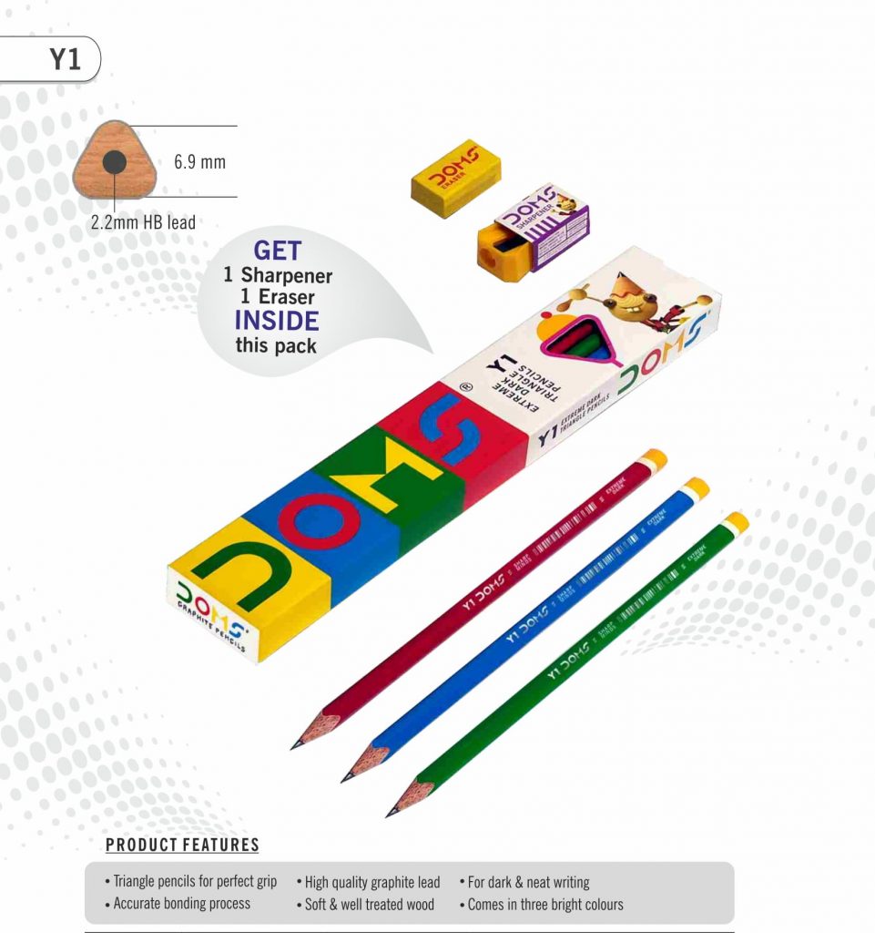 Graphite Triangle 7932 - DOMS Y1 EXTREME DARK HB GRAPHITE TRIANGLE PENCILS - Naman Limited